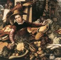 Marché femme à légumier décrochage peintre histoire hollandais Pieter Aertsen